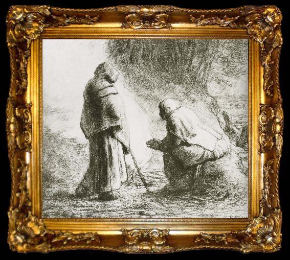 framed  Jean Francois Millet Two shepherden, ta009-2
